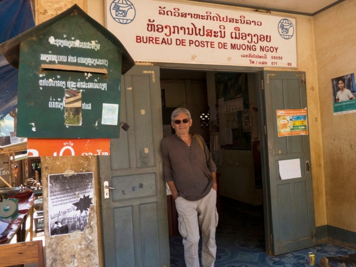 Michel in front of the Nong Khiaw Post office