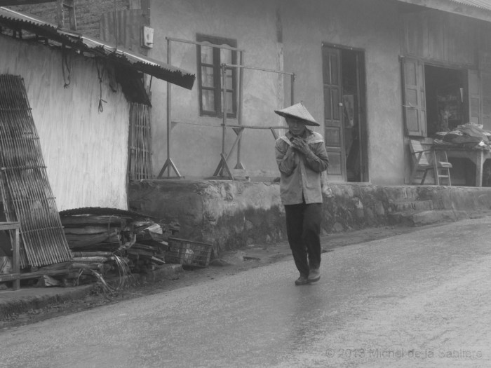 Walking in the rain and fog
