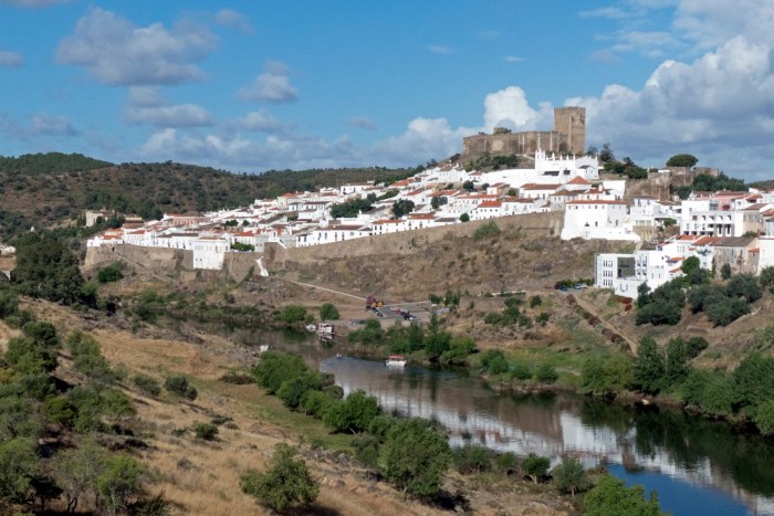 Heading back inland now and a view of Mertola - still on the Guardiana