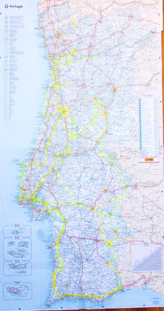 Our map...yellow is where we travelled