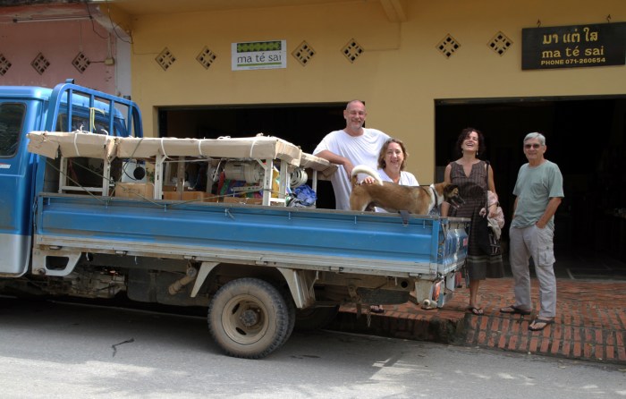 Troy, Claire, Leon, Emi, Michel and the sewing machines prepare to leave