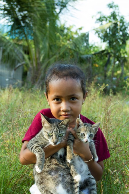 Young Girl with Cats